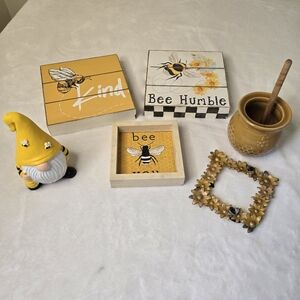 Yellow bee gnome and decor bundle